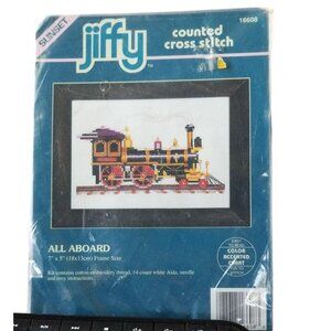 Craft Kit Train All Aboard 7" x 5" Jiffy Counted Cross Stitch